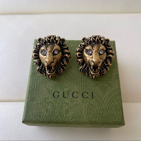 NEW GUCCI Lion CLIP ON EARRINGS CRYSTALLS - Picture 2 of 6